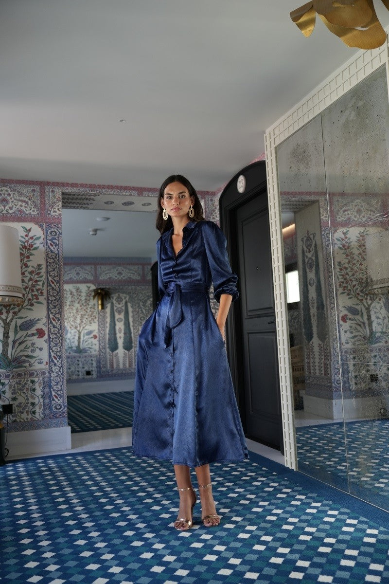 Kleid Bruma Satin Hemdblusenkleid