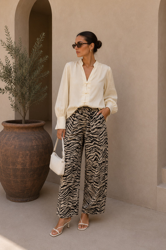 Straight-Leg Jeans Zaria mit Zebra-Print aus Baumwolle
