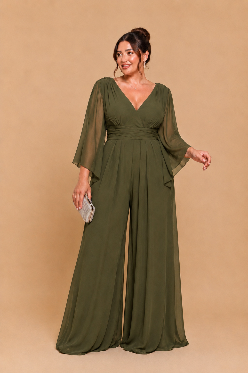 Eleganter Chiffon-Jumpsuit mit weiten Beinen