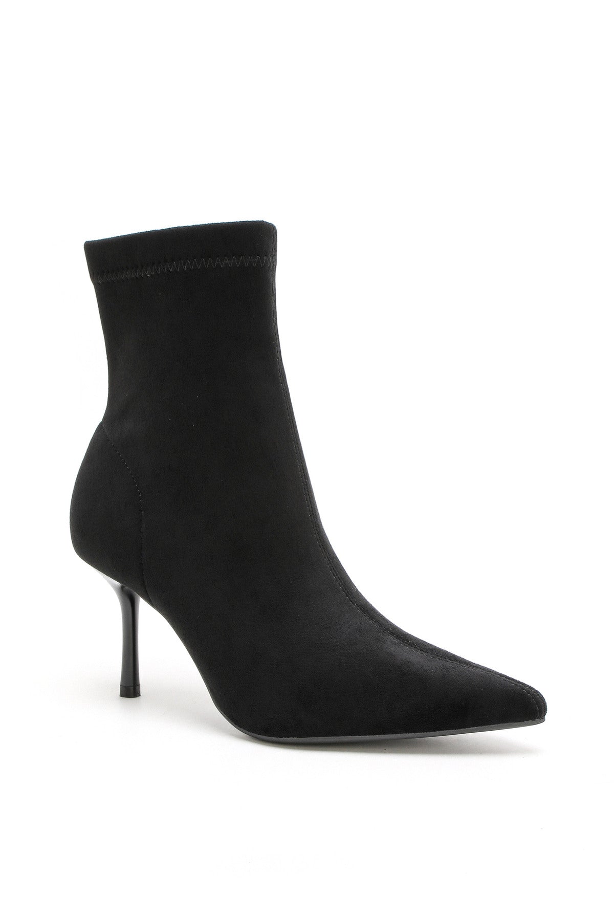 Schwarze Sock-Stiefelette Valentina in Wildlederoptik – Seitenansicht