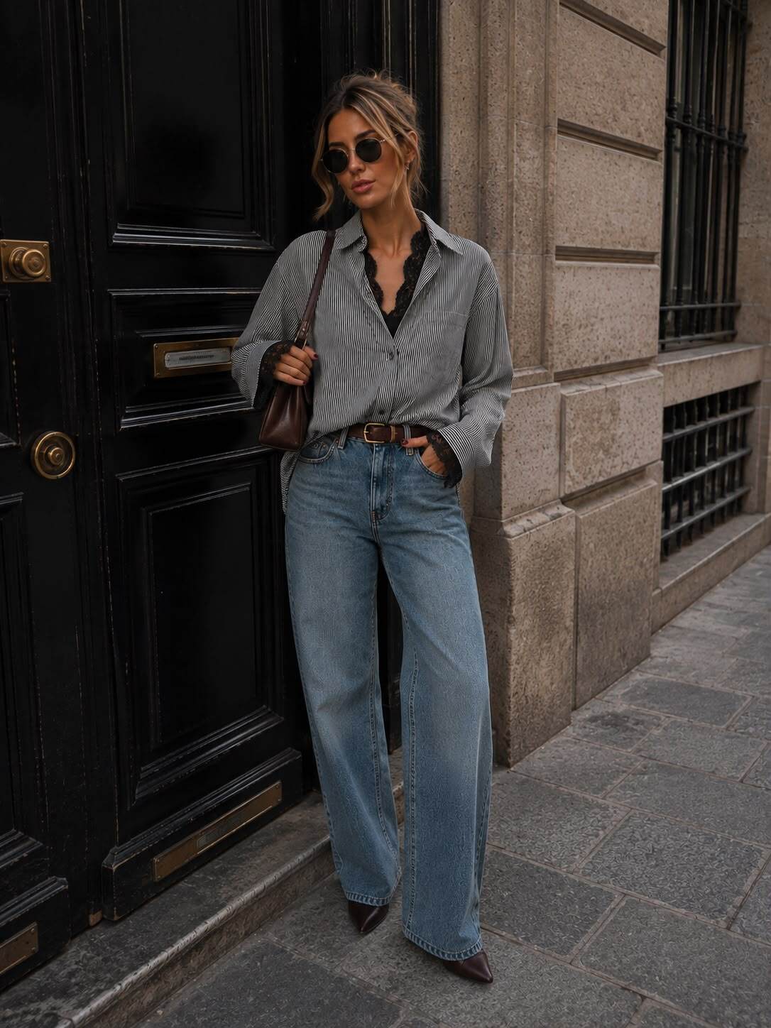 Schwarze Oversize-Hemdbluse mit lockerem Schnitt