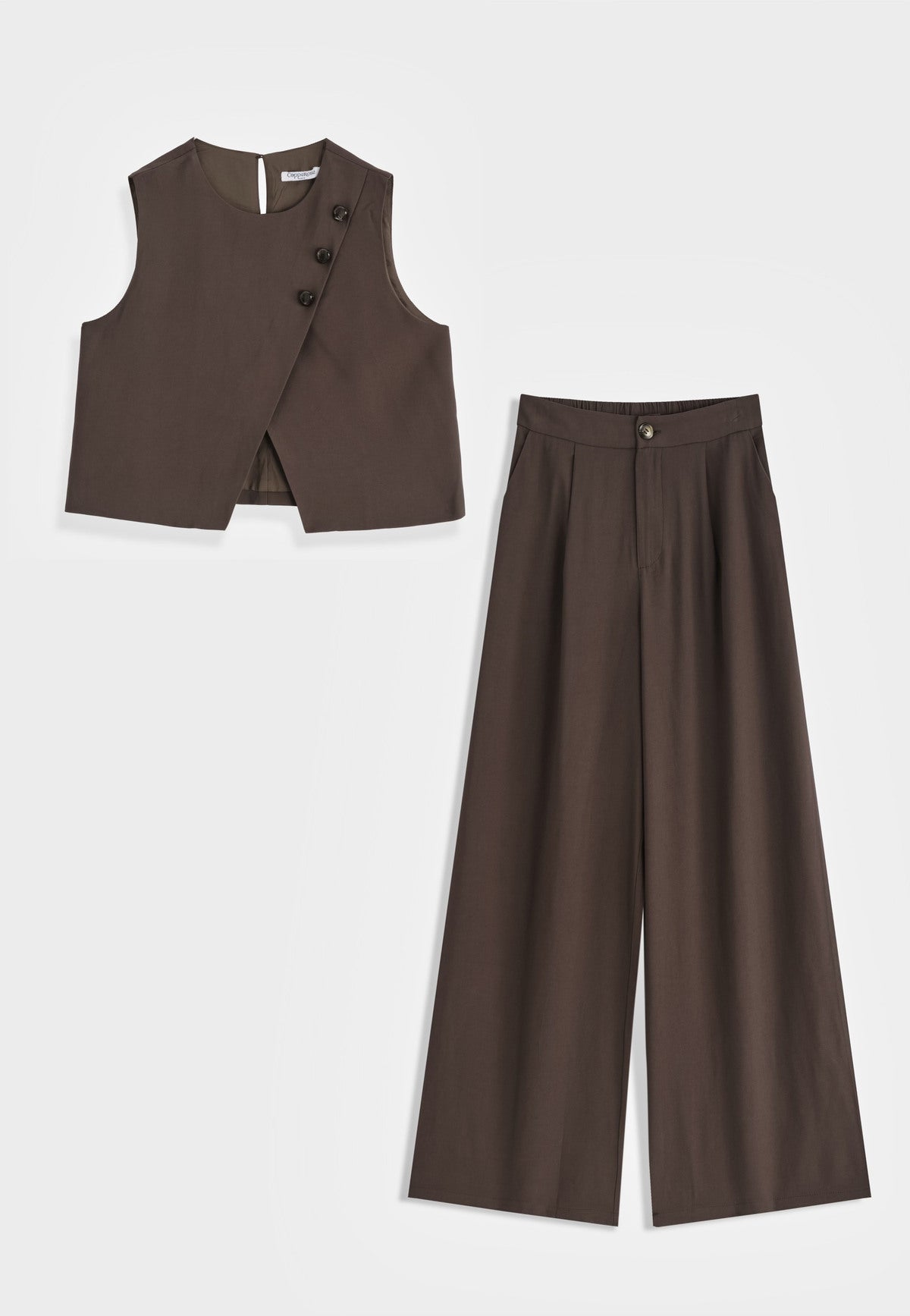 Zweiteiler Mirella in Beige mit asymmetrischer Weste