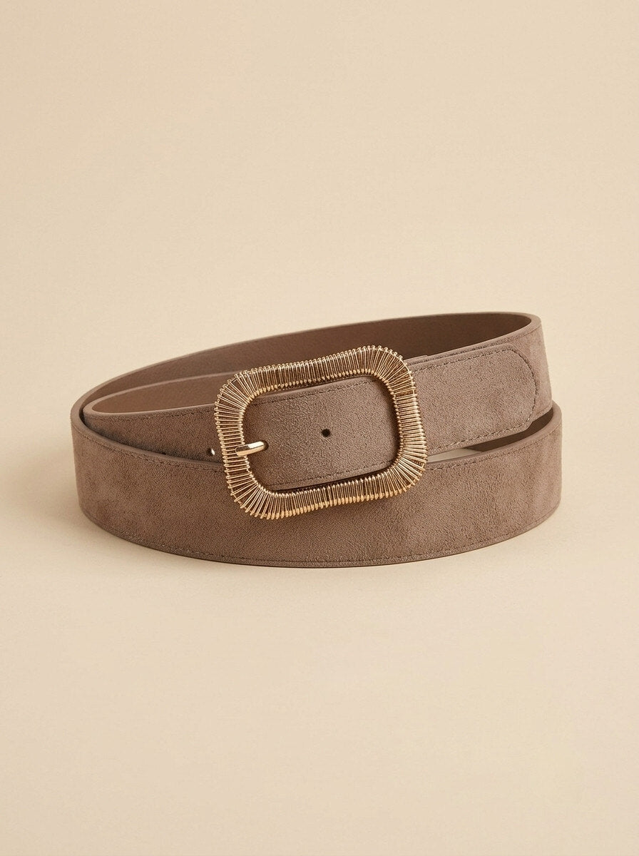Gürtel in Taupe mit Wildlederoptik und strukturierter Metallschnalle