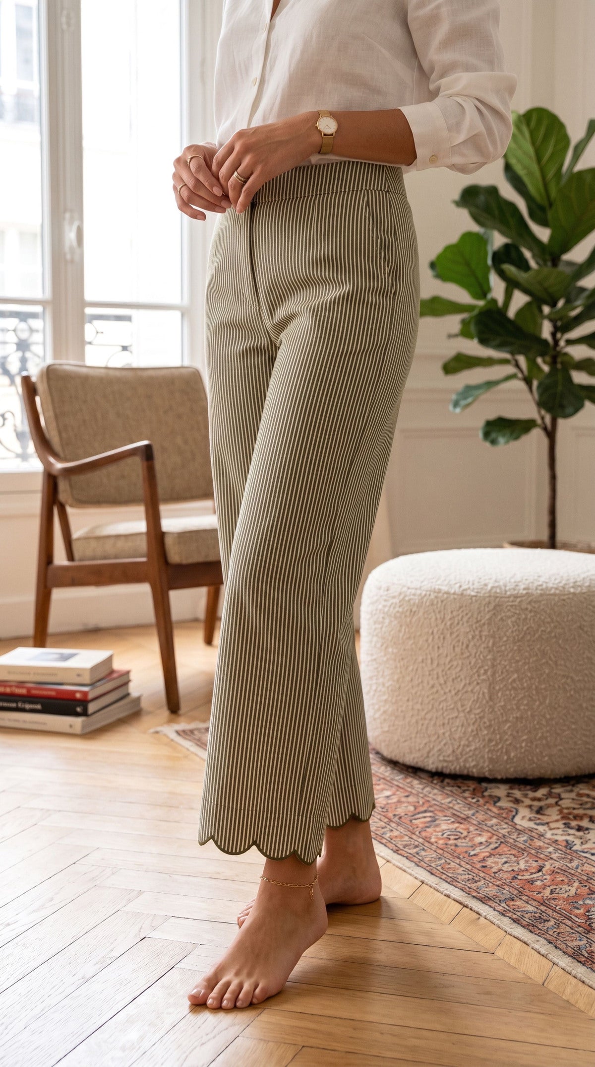 Hose aus Baumwolle mit Muschelsaum – Mediterraner Chic mit besonderem Detail