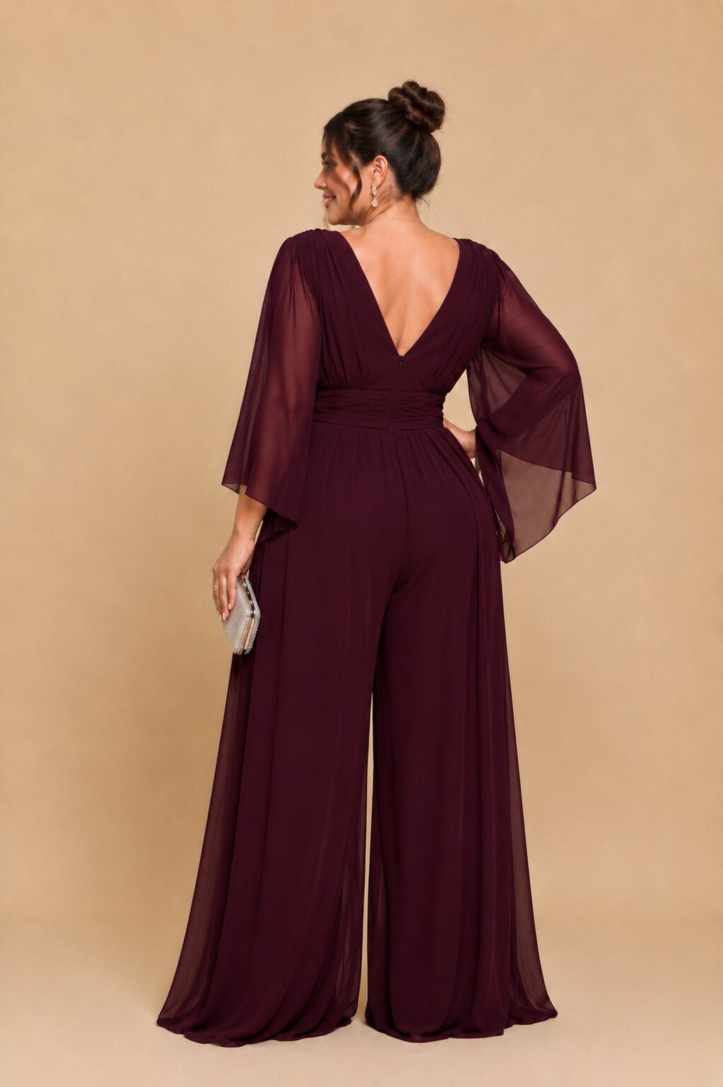 Eleganter Chiffon-Jumpsuit mit weiten Beinen