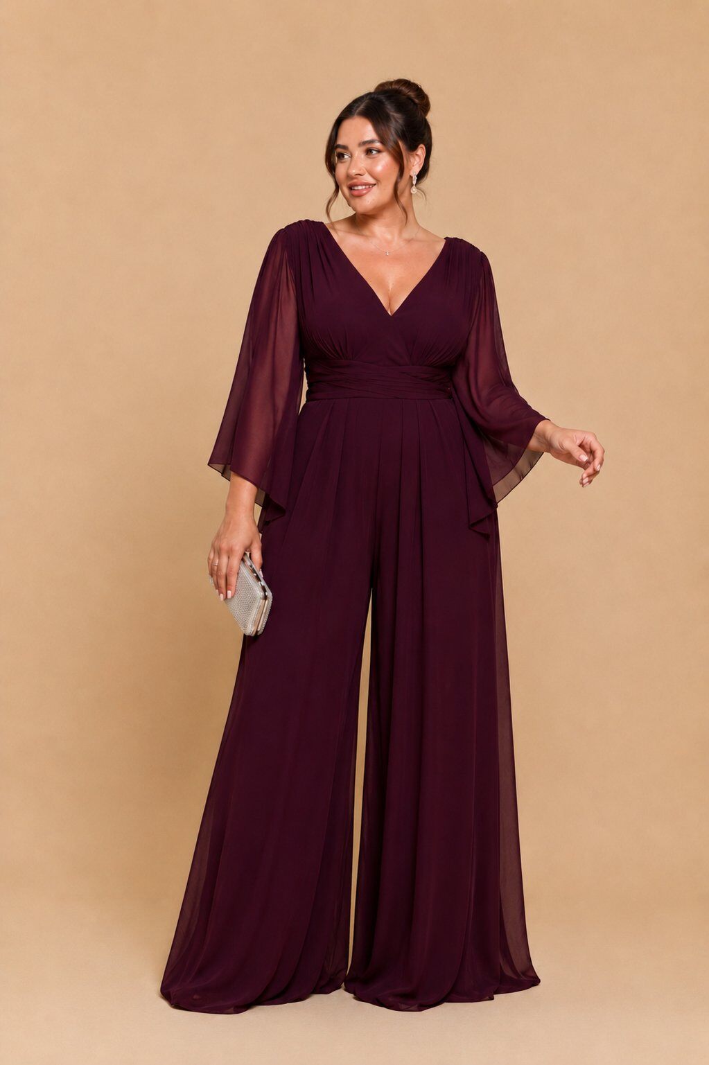 Eleganter Chiffon-Jumpsuit mit weiten Beinen