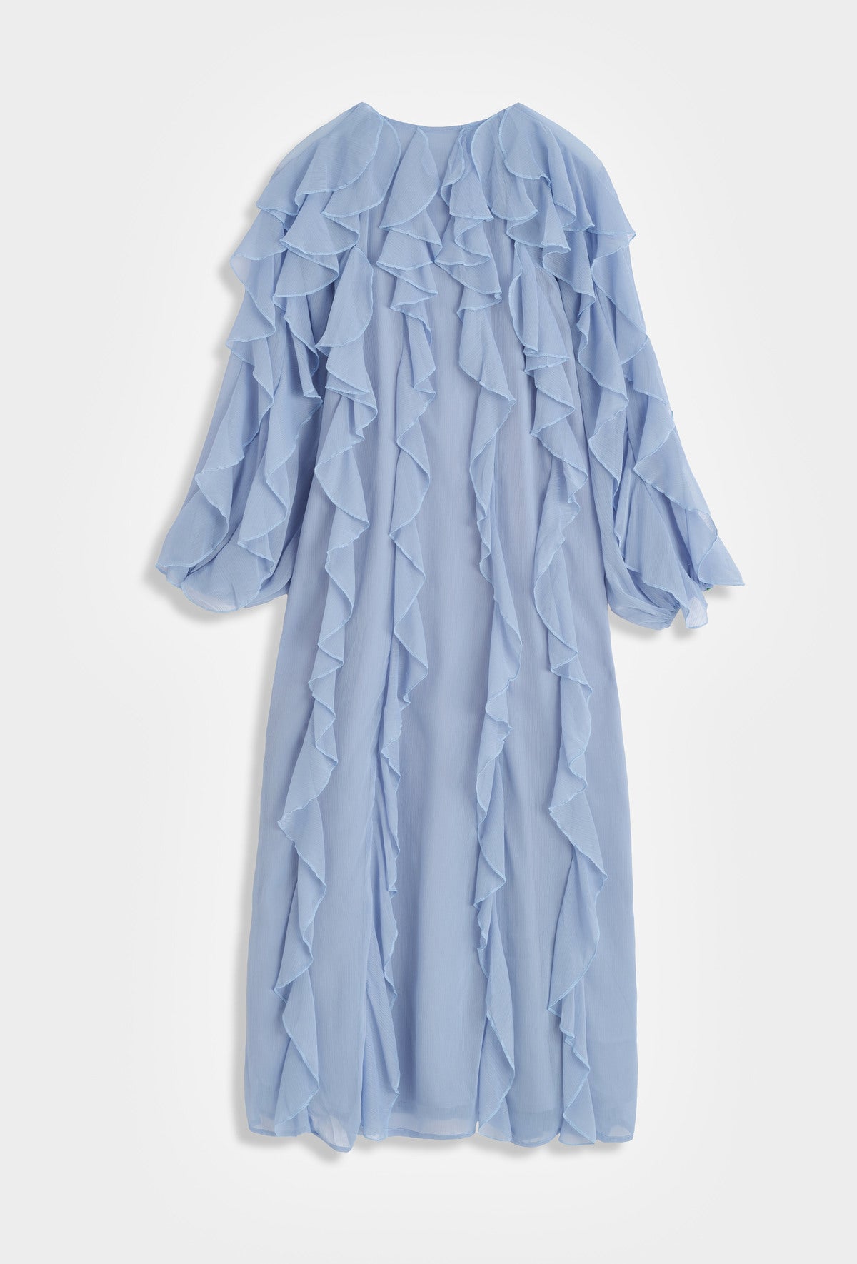 Langes Rüschenkleid – Feminine Eleganz mit fließender Leichtigkeit
