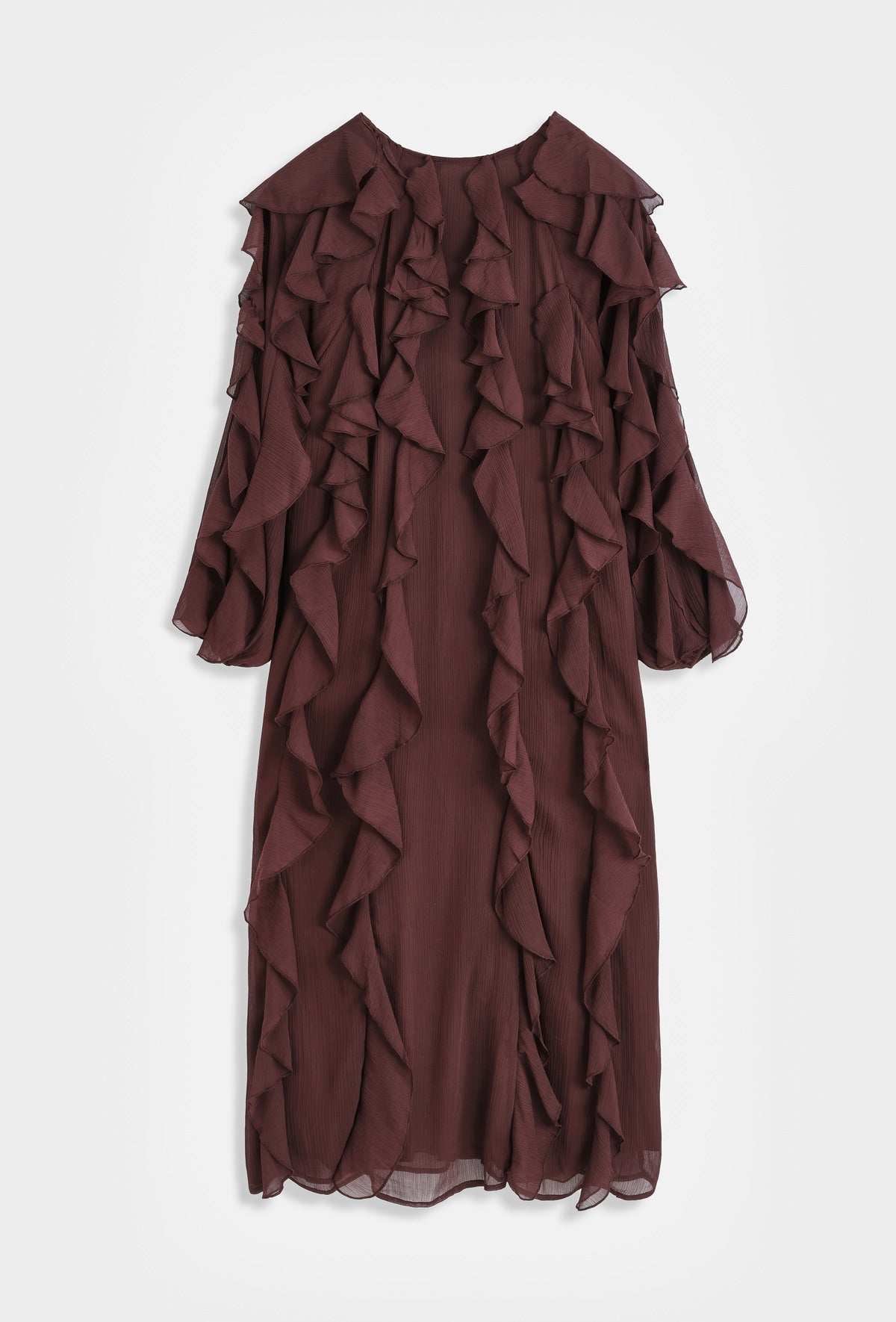 Langes Rüschenkleid – Feminine Eleganz mit fließender Leichtigkeit