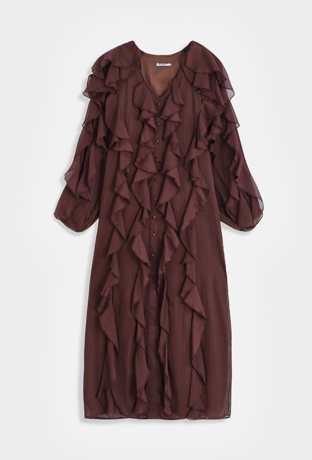 Langes Rüschenkleid – Feminine Eleganz mit fließender Leichtigkeit