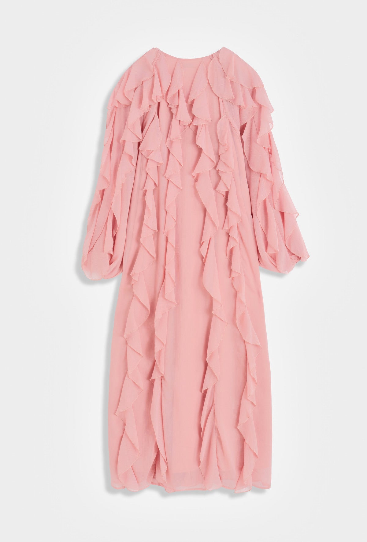 Langes Rüschenkleid – Feminine Eleganz mit fließender Leichtigkeit