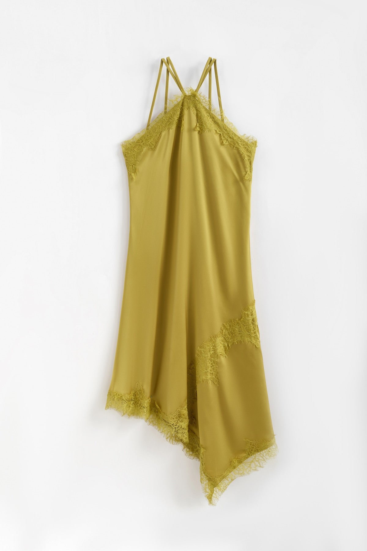 Satin Midikleid mit Spitze