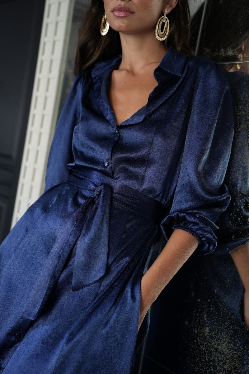 Kleid Bruma Satin Hemdblusenkleid